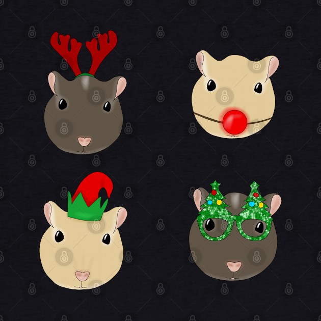 Christmas Gerbil heads by Becky-Marie